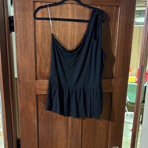 White Birch Black One-Shoulder Ruffle Top